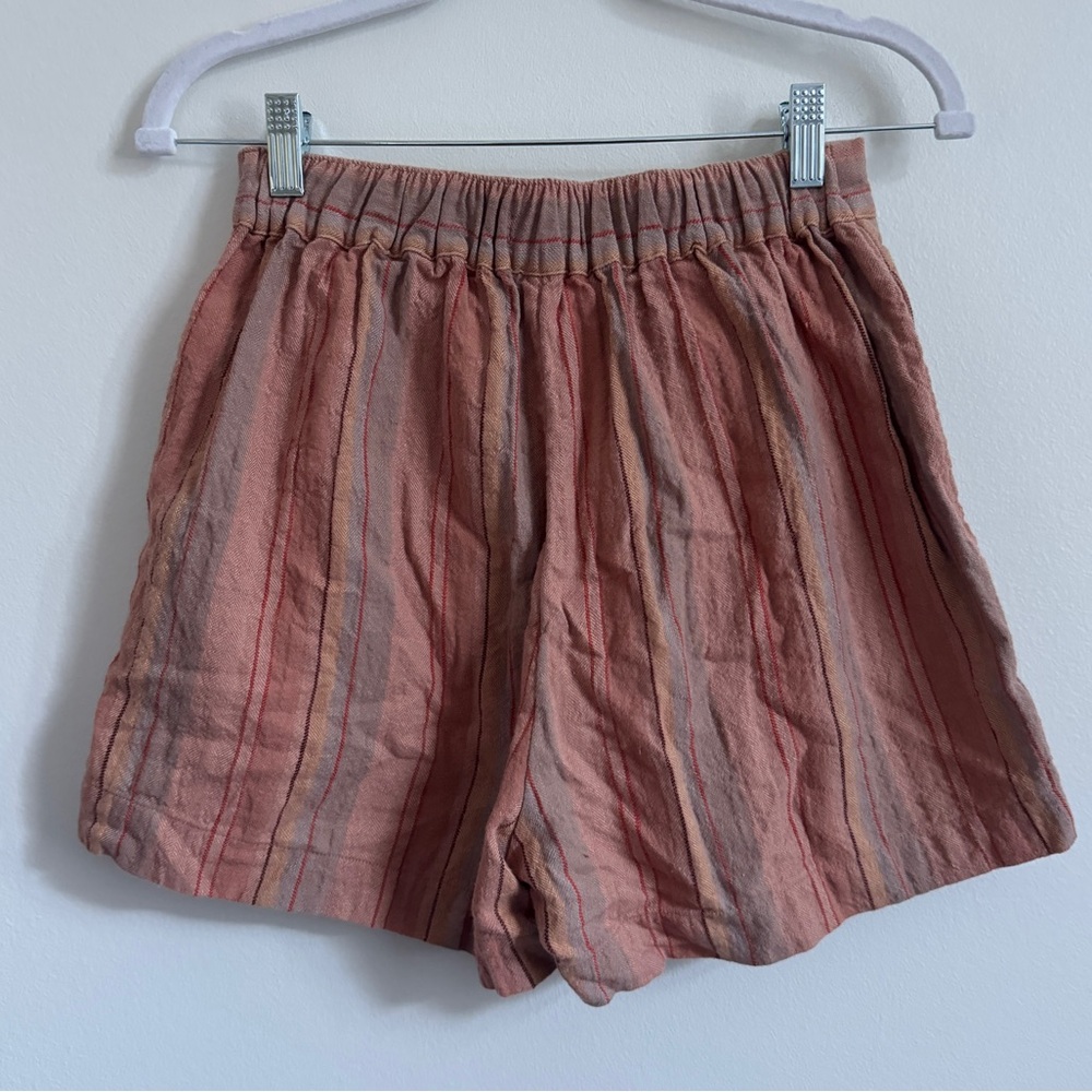 Madewell Clean Pull-On Shorts in Herringbone Stripe Linen Blend Size XXS - Picture 5 of 8